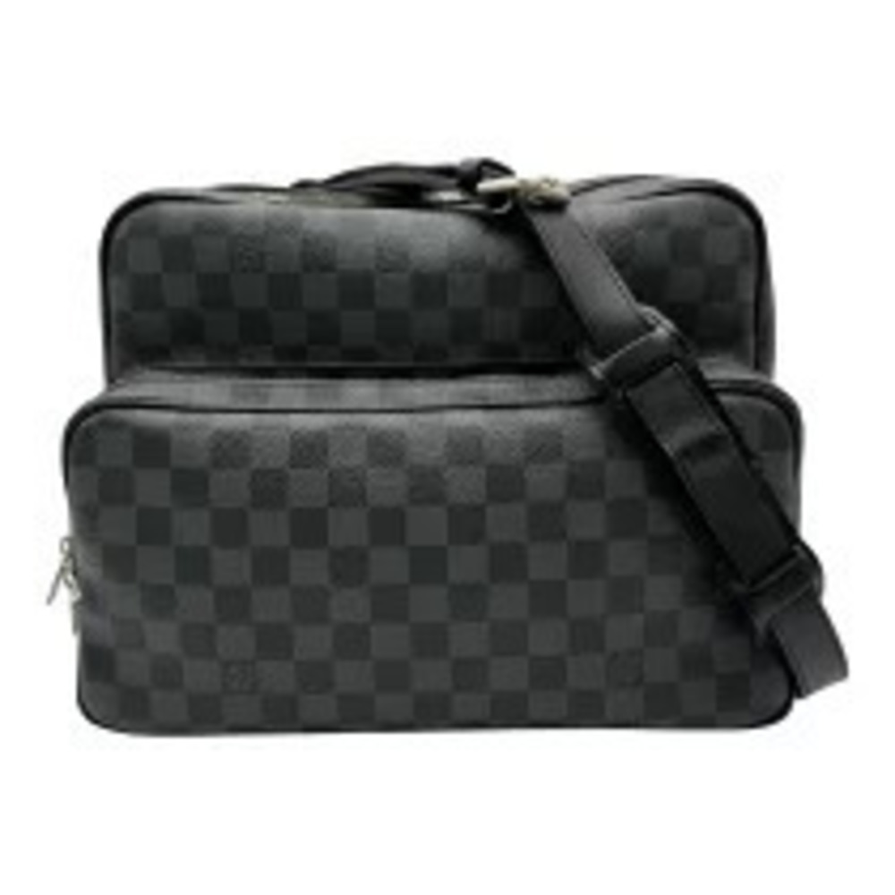 Louis Vuitton Io Gray Black Damier Graphite Black Leather Shoulder Bag